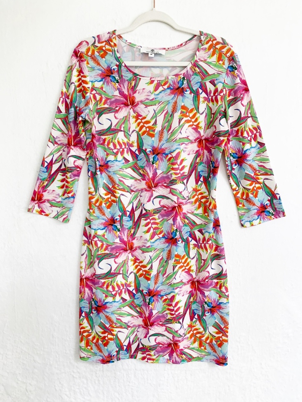 Jean-Pierre Klifa Daphne Tropical Hibiscus Print Shift Dress Sz M